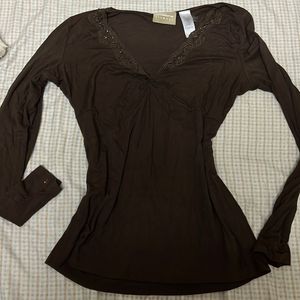 Chic Brown Long Sleeve Top