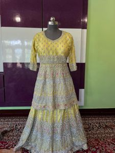 Elegant Yellow Embroidered dress