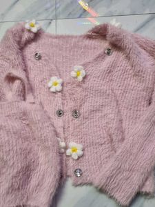Pink Fur Sweater With Top
