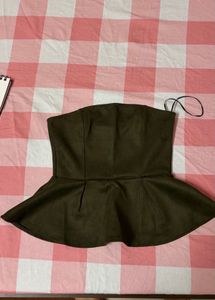 H&amp;M Olive Peplum Bandeau Top