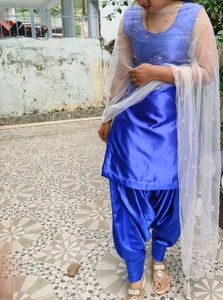 Blue Satin Salwar Suit