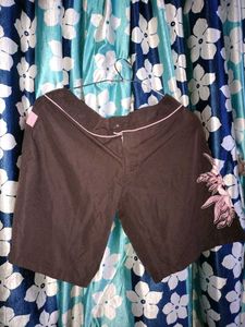 Brown Floral Design Shorts