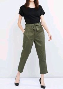 Max Women Olive Cotton Pant | Waist 26 | Hip 30