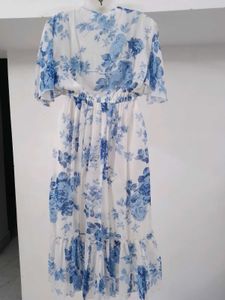 Floral Print V-Neck Midi Dress