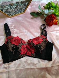 Floral Embroidered Bra