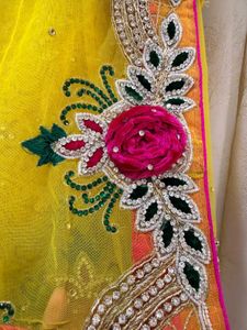 Yellow Heavy work Saree