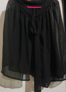 Sheer Black Tie-Front Skirt