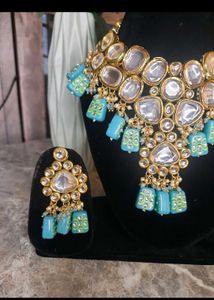 Sky Blue Royal Kundan Jewelry Set