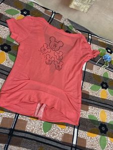 Coral Button-Down Top