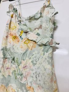 H&amp;M Flounce Trimmed Crepe Dress