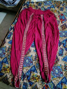 New Red Embroidered Palazzos