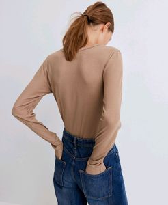 H&amp;M Ribbed Top (Beige)