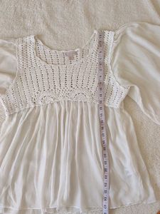 White Crochet Detail Top