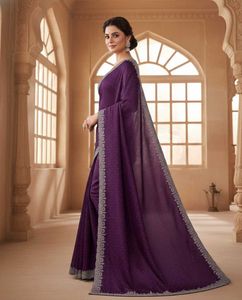 Elegant Purple Party Wear Saree