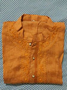 Orange Embroidered Kurta
