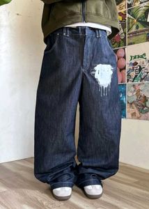Baggy Graphic Raw Denim Jeans