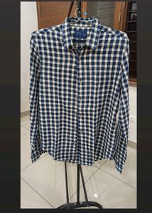 Zara Slim Fit Blue And White Check Shirt
