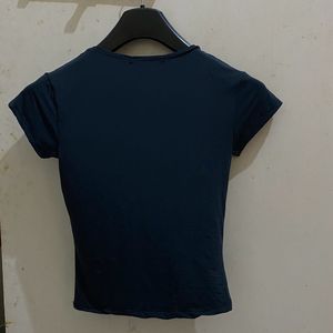 Navy Blue Round Neck Stretch able Tshirt