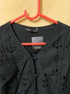 Black Schiffli Top