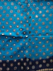 Firozi and Dark Blue khadi Georgette Saree