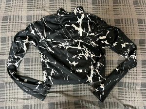 Marble Print Long Sleeve Top