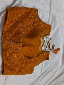 Orange Blouse Mesh Hands Inside