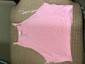 H&M Divided Pink Ribbed Tank Top