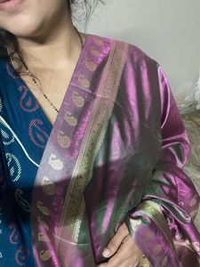 China Silk Saree - Dual Shade