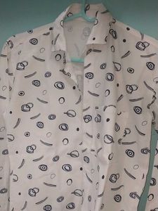 Patterned White Long Sleeve Shirt