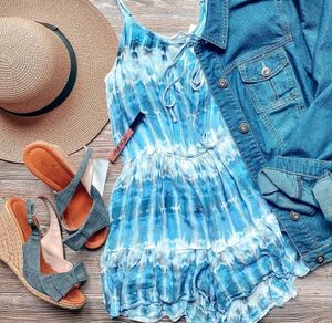 My Style Tie Dye Halter Neck Sleeveless Smocked