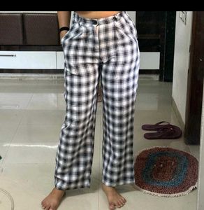 Plaid Wide Leg Pants
