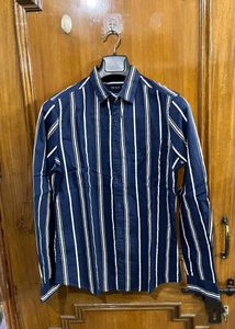 KETCH NAVY BLUE VERTICAL STRIPES SHIRT S(38)