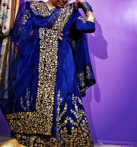 Elegant Navy Blue &amp; Gold Lehenga