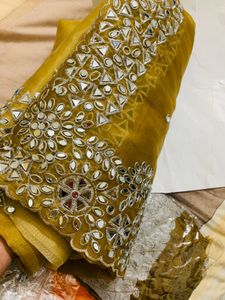Designer mirror work saree