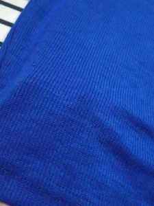 Blue Ribbed Cropped Tank Top