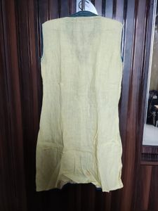 Clearance Sale Light Yellow Linen Straight Kurti