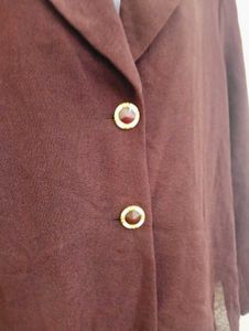 Vintage Burgundy Blazer with White Collar