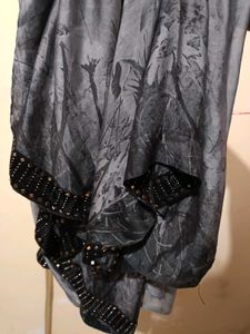 Luxe Grey &amp; Black Gradient Lehenga Saree