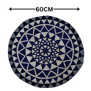 Handmade Round Wool  Rope Printed Doormat – 60 cm