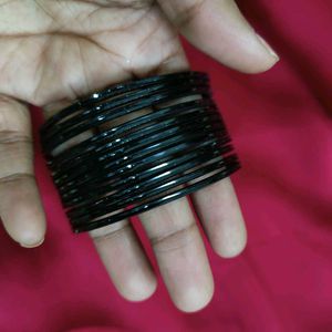 Black metal Bangle / churi (24) Set