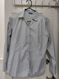 Baby Blue Formal V Neck Shirt