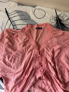 Peach Peasant Crop Top