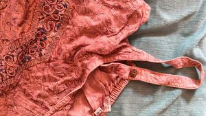 handcrafted adjustable Peach Printed Sleeveless to