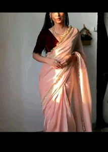 Woman Beutiful Saree With Velvet Blouse Piece