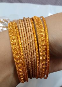 Metal Gold Glitter and Silver shine Chudiya Combo