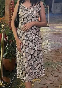 Snakeskin Print Slip Dress