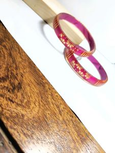 Pink & Gold Floral Bangles
