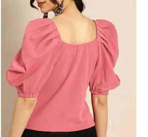 Pink Puff Sleeve Blouse
