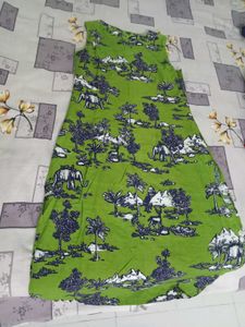 Green Print Sleeveless Dress
