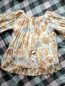 Floral Sheer Peasant Top